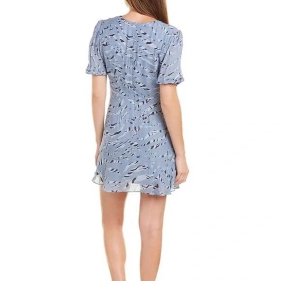 NWT Parker Soliana Silk Blend Mini Dress in Arctic Tiger Blue - Size 0 - Picture 4 of 15